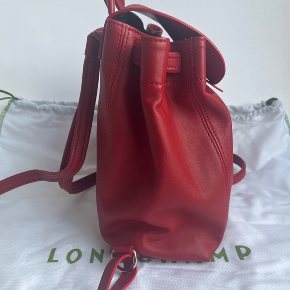 Longchamp Le Pliage Cuir Mini XS Leather Casual Logo Red Backpack - Picture 4 of 12